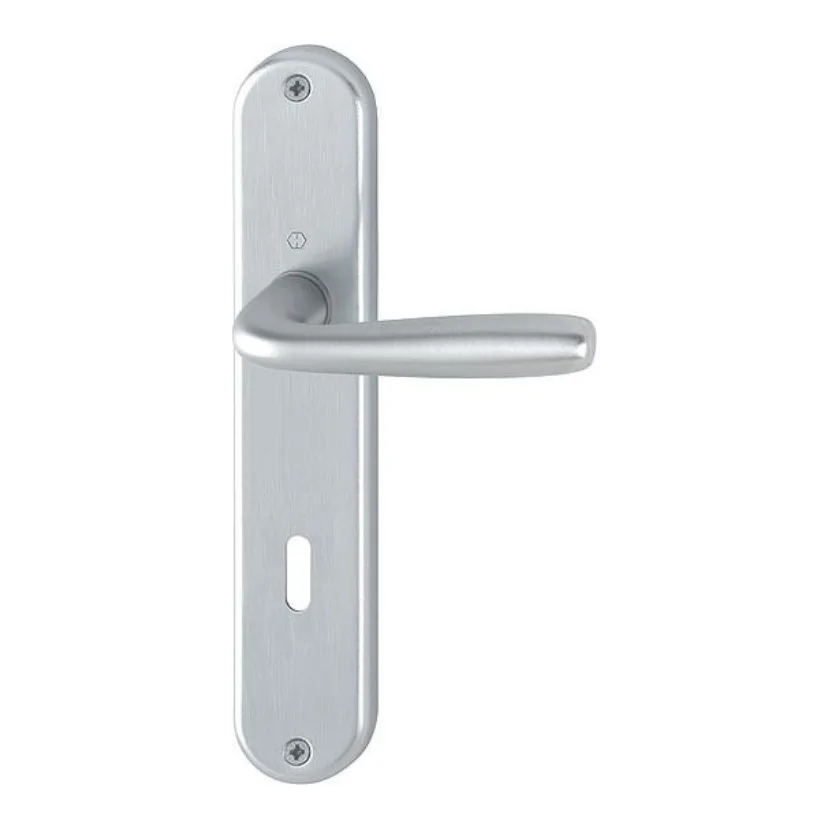 Guarnitura maniglia HOPPE Maribor 1766/3022P su placca lunga – alluminio cromo satinato