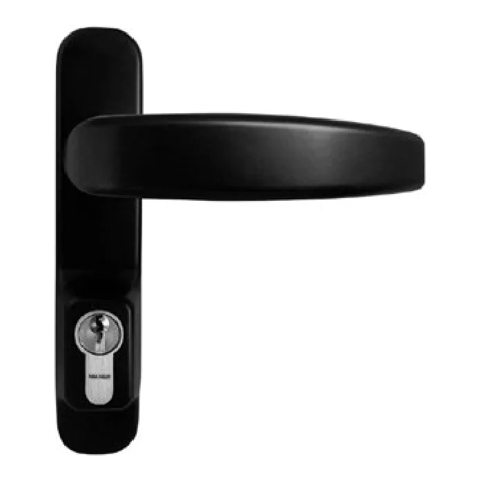 Maniglia esterna per antipanico ASSA ABLOY Jolly – nera, con mezzo cilindro