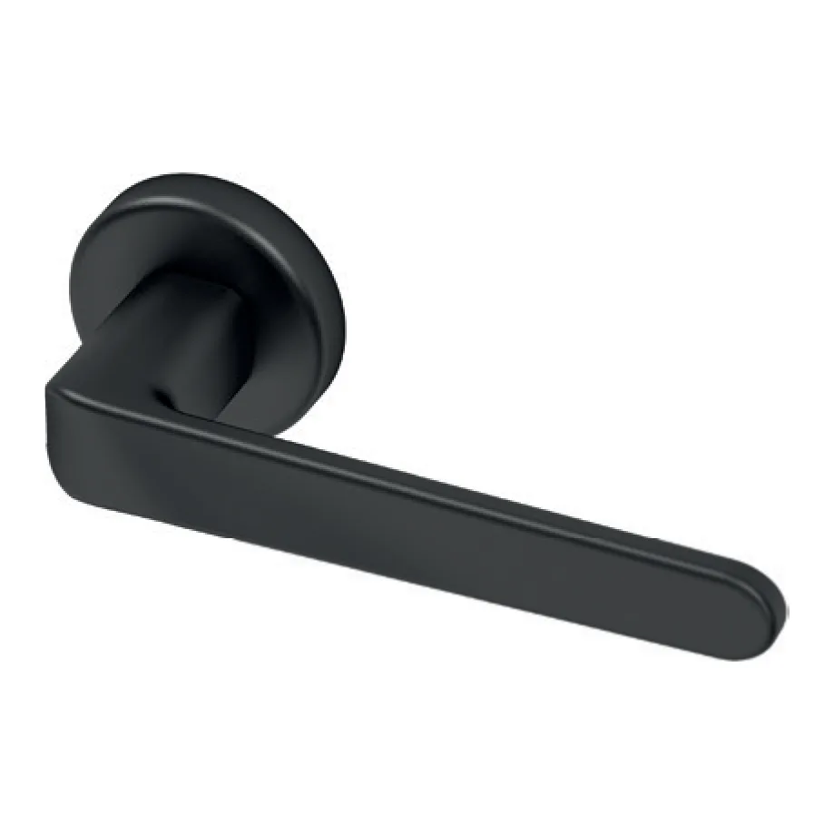Maniglia Reguitti Lea 731 TechPlus su rosetta tonda – nero opaco RAL 9005 – coppia
