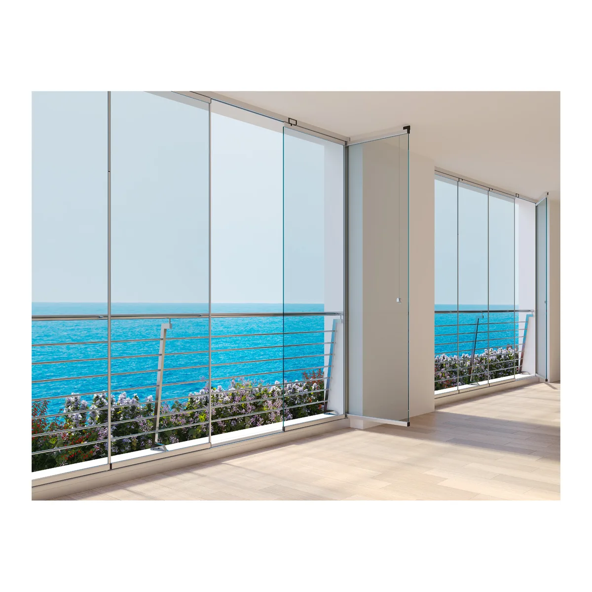 Vetrata panoramica MV Living Brillante ST – H 250 cm, al metro lineare, grigio soft 7035